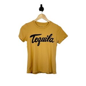 Bandit Brand Women’s Tequila Distressed Graphic Tee in Yellow/Black Size S